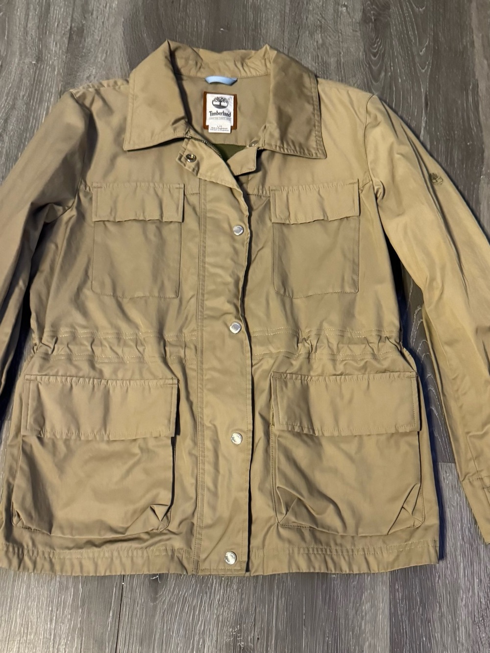 Timberland Women's Beige Utility Jacket with Multi-Pocket Front Size Large - Picture 4 of 11